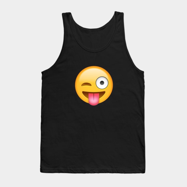 Smiley Face Tongue Out Emoji Tank Top by misdememeor